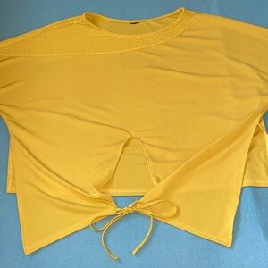 STYLEWE tie front dolman sleeves mesh detail crop style sunny yellow NEW size XL